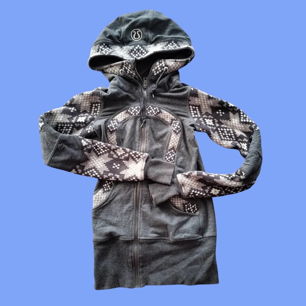 Rare Lululemon Grey Snowflake Scuba Jacket Hoodie, Size 4/xs